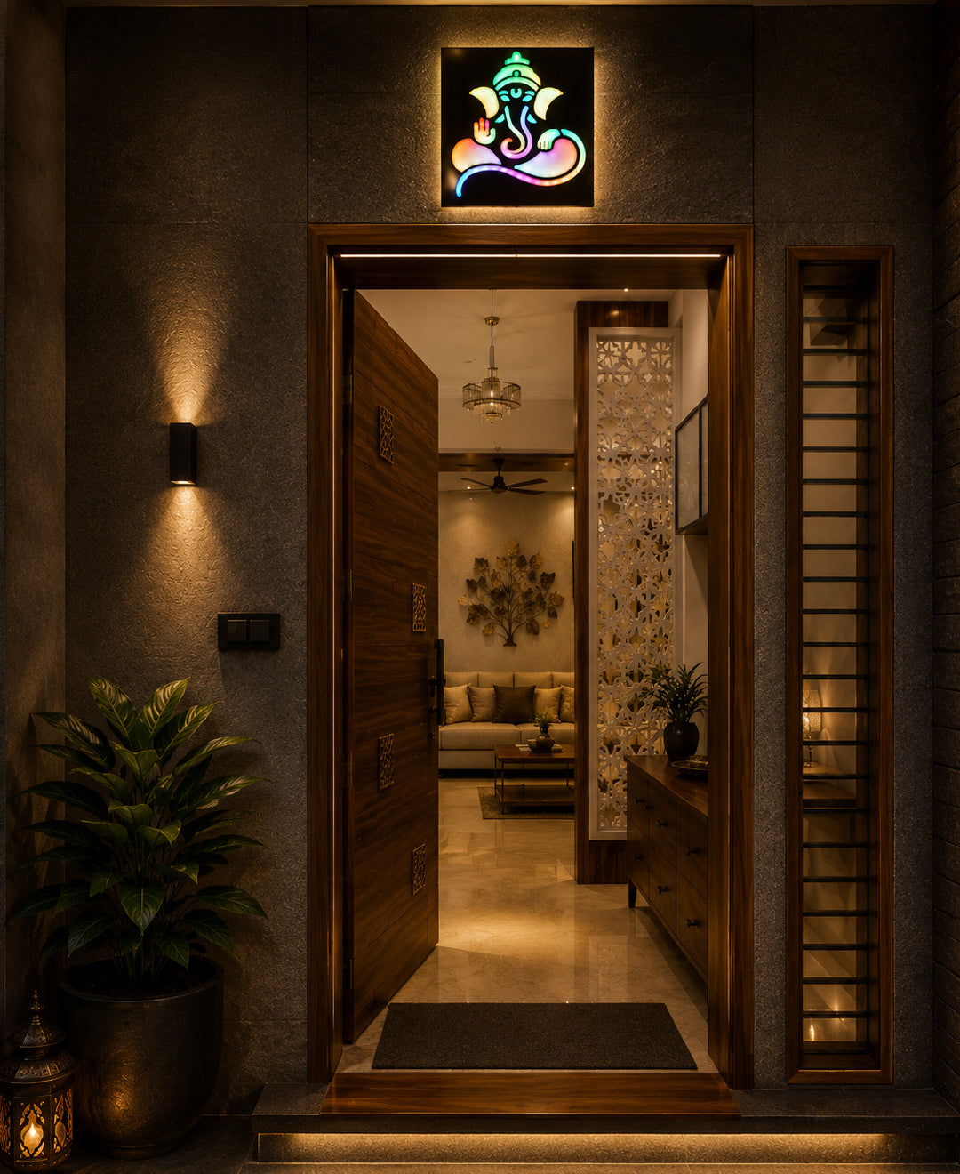 Divine Ganesha RGB Wall Light – 12 Inch Smart LED Spiritual Wall Décor with App Control & Music Sync