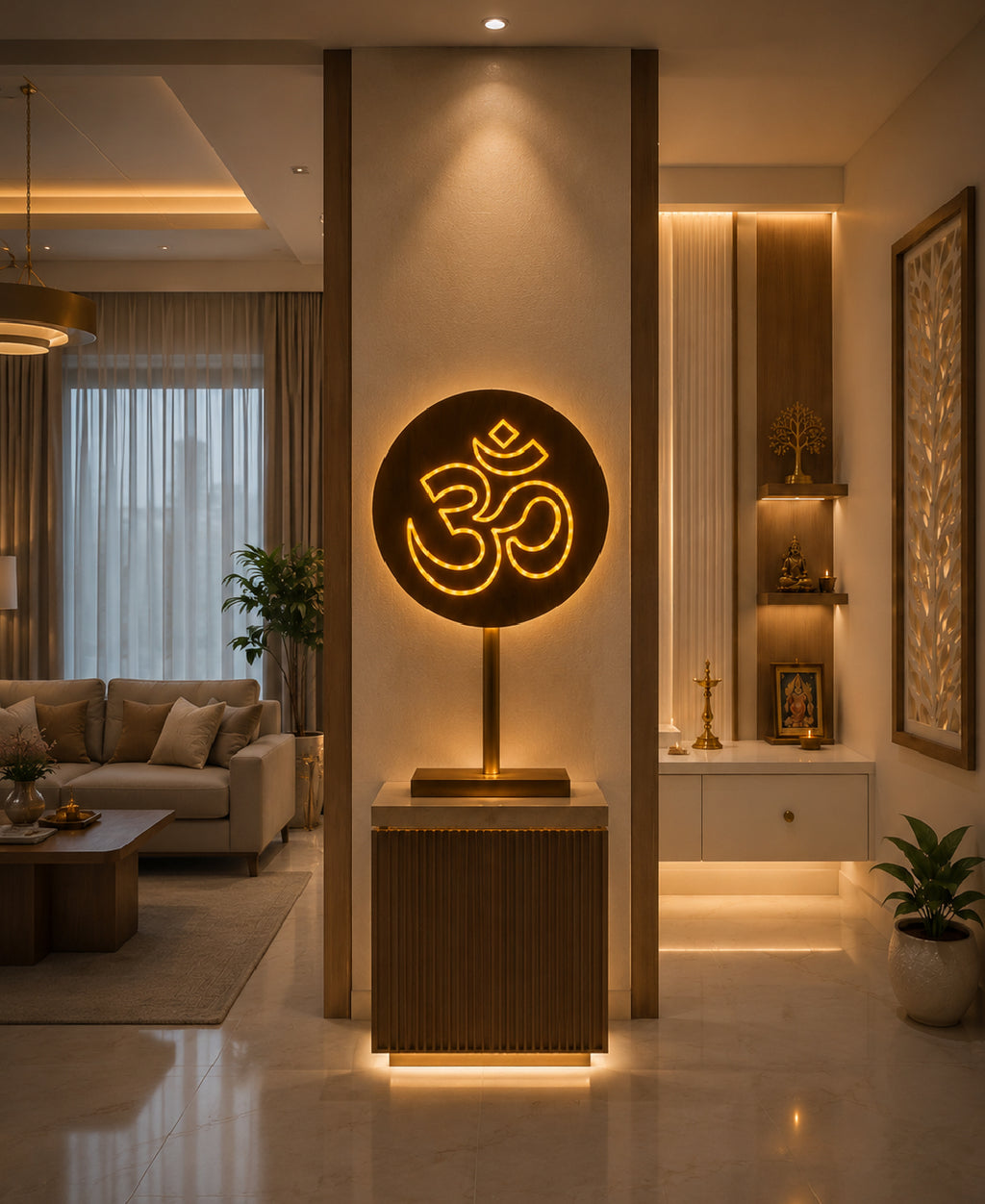 Om RGB Wall Light – 12 Inch Smart LED Wooden Spiritual Wall Décor with App Control & Music Sync
