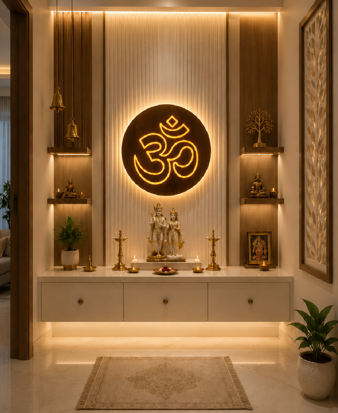 Om RGB Wall Light – 12 Inch Smart LED Wooden Spiritual Wall Décor with App Control & Music Sync