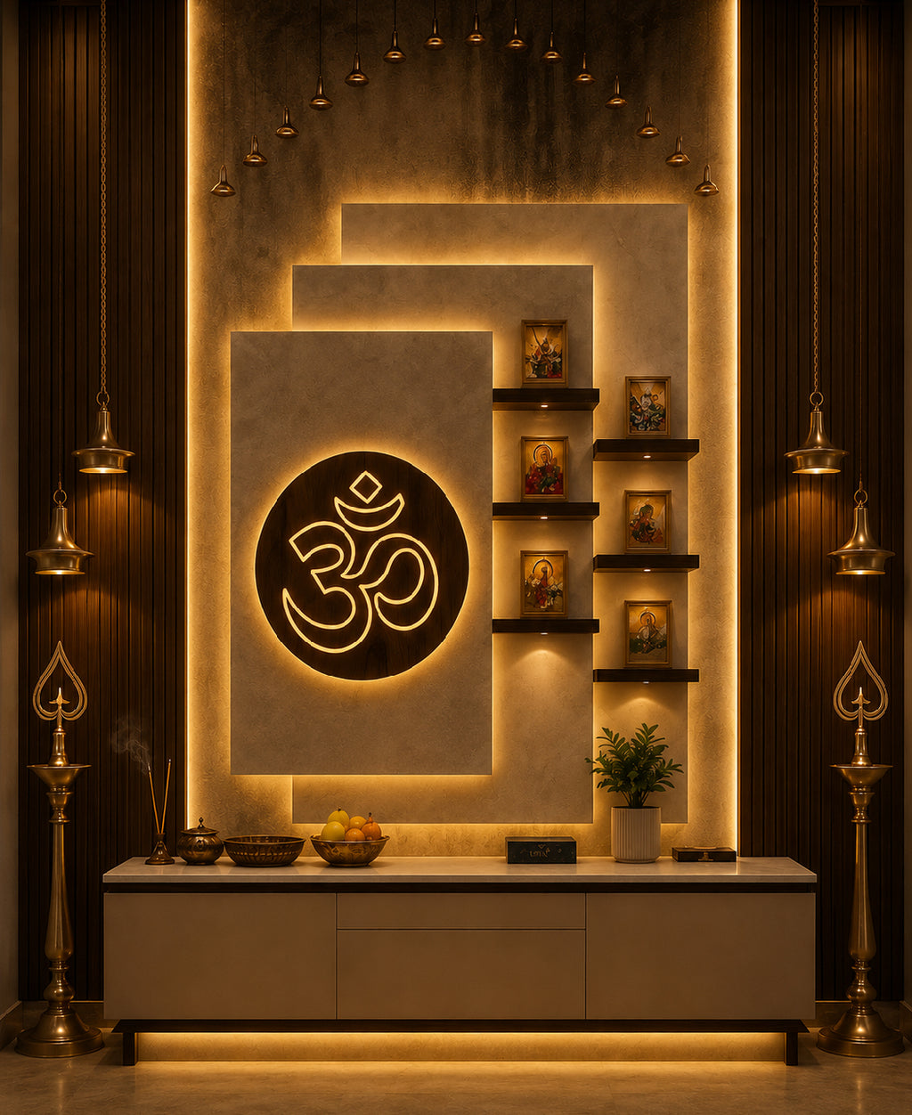 Om RGB Wall Light – 12 Inch Smart LED Wooden Spiritual Wall Décor with App Control & Music Sync