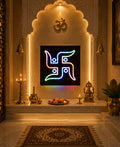Swastik RGB Wall Light – 12 Inch Smart LED Wooden Spiritual Wall Décor with App Control & Music Sync