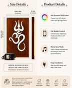 Om Trishul RGB Wall Light – 12 x 16 Inch Smart LED Wooden Spiritual Wall Décor with App Control & Music Sync