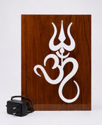 Om Trishul RGB Wall Light – 12 x 16 Inch Smart LED Wooden Spiritual Wall Décor with App Control & Music Sync