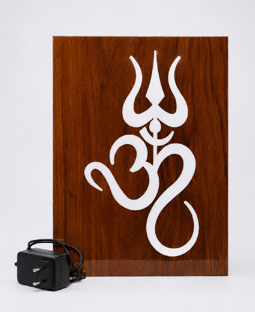 Om Trishul RGB Wall Light – 12 x 16 Inch Smart LED Wooden Spiritual Wall Décor with App Control & Music Sync