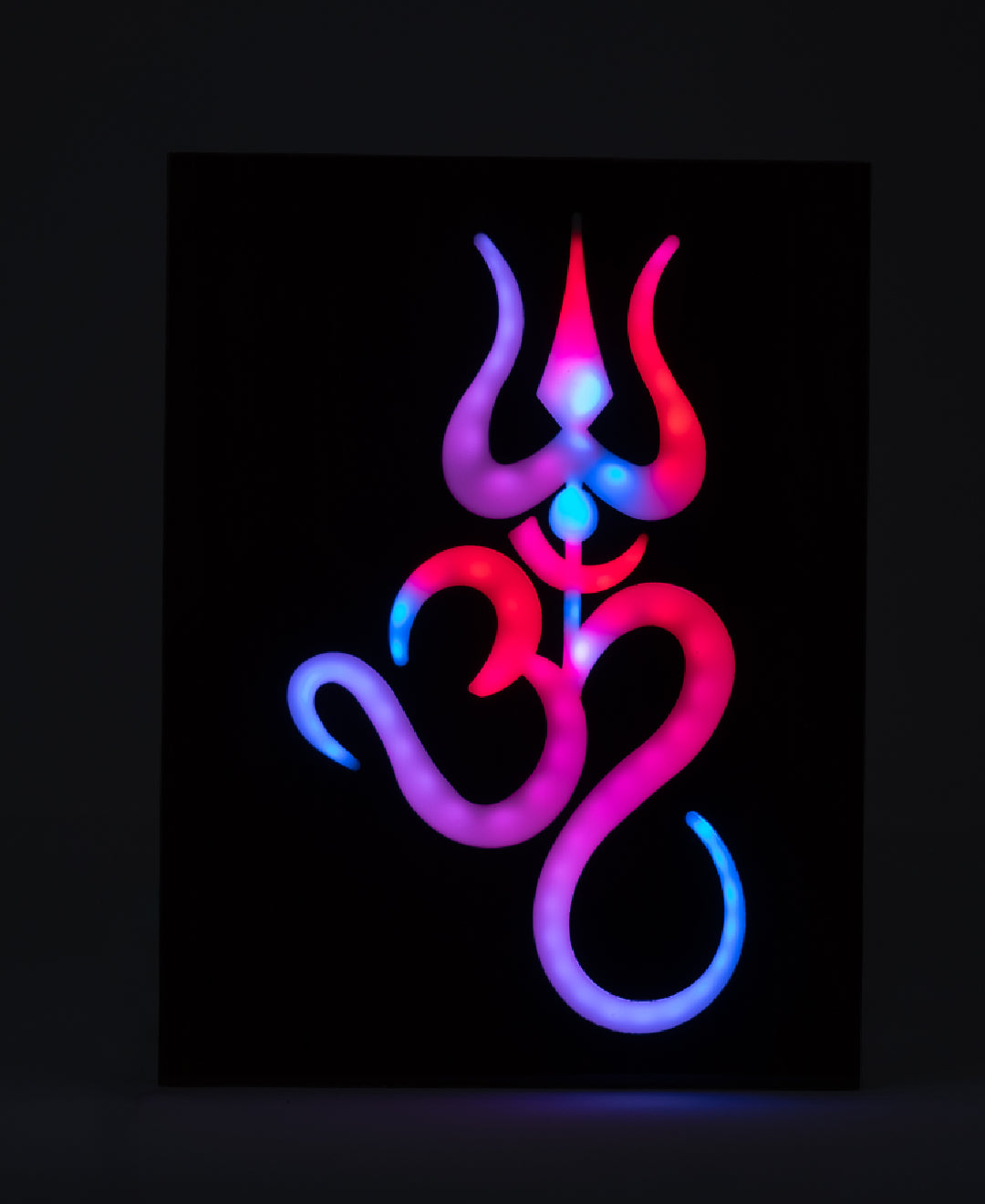 Om Trishul RGB Wall Light – 12 x 16 Inch Smart LED Wooden Spiritual Wall Décor with App Control & Music Sync