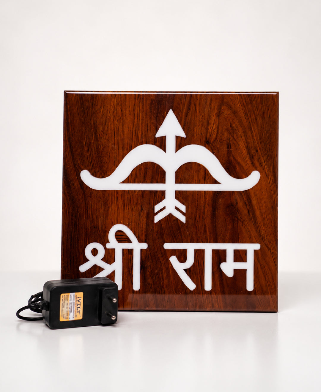 Shri Ram RGB LED Wall Light – 12 Inch Wooden Dhanush Baan Spiritual Wall Décor with App Control & Music Sync