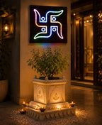 Swastik RGB Wall Light – 12 Inch Smart LED Wooden Spiritual Wall Décor with App Control & Music Sync