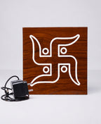 Swastik RGB Wall Light – 12 Inch Smart LED Wooden Spiritual Wall Décor with App Control & Music Sync
